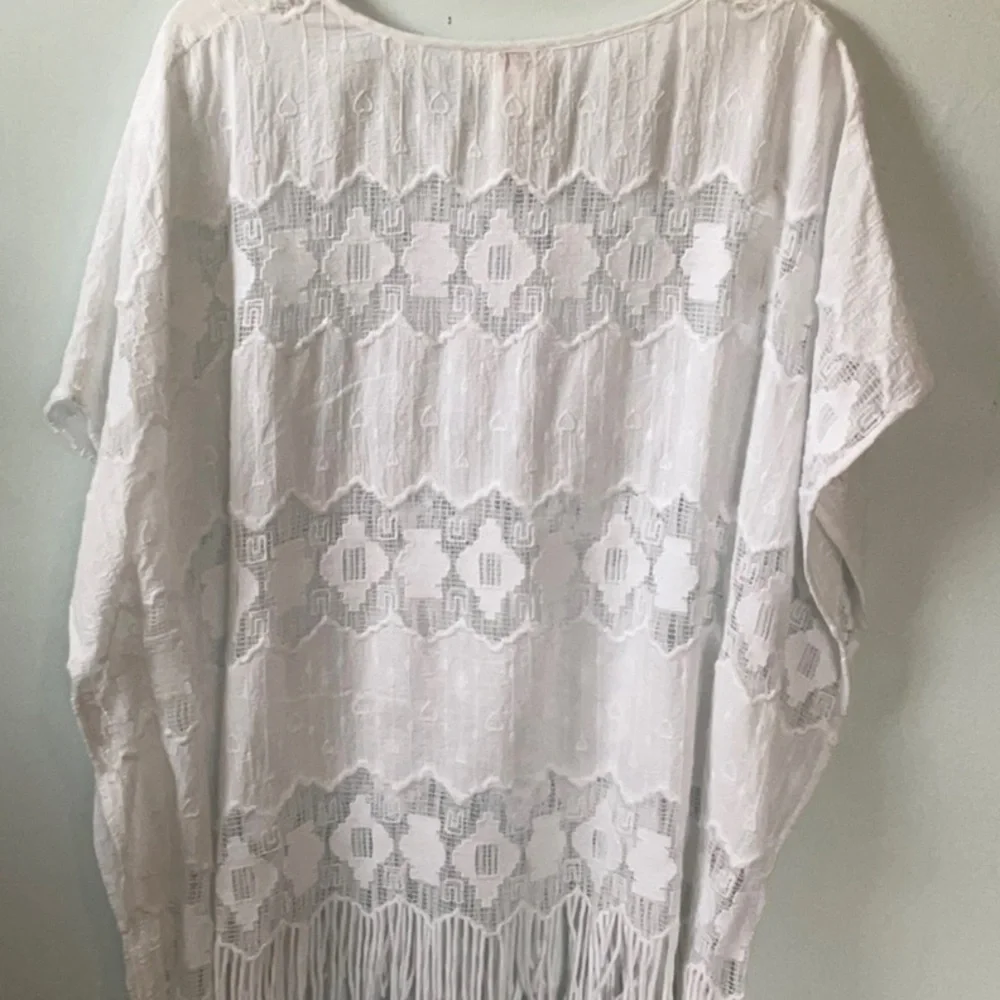 Chico's White Lace with Fringe Poncho - Picture 5 of 7